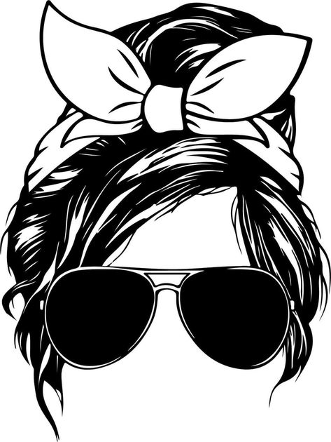 Messy Bun With Glasses, Bun With Glasses, Hair Digital, Bun Messy, Png Cricut, Girl With Sunglasses, Cricut Projects Vinyl, T Shirts With Sayings, Cute Tshirts