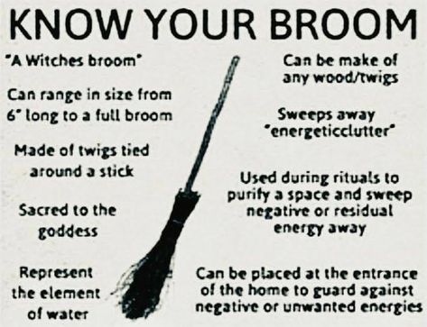 Witches Broom Lore, Brooms In Witchcraft, Halloween Witch Spells, Witches Broomsticks, Witch Tools, Witchy Tips, Witch Rituals, Wiccan Magic, Magic Spell Book