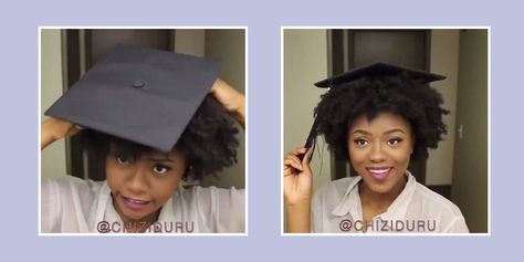 This student just created a genius graduation cap hack for Afro hair Afro Graduation, Hair Graduation, Graduation Hairstyles, Graduation Hat, Curly Afro, Afro Hair, Grad Cap, 4c Hairstyles, Graduation Cap