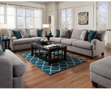 Teal Living Rooms, Set Sofa, Living Room Color Schemes, Coastal Living Rooms, Trendy Living Rooms, Living Room Collections, Living Room Set, Room Remodeling, Living Room Diy