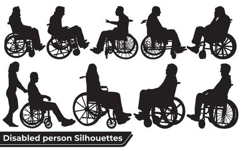 Disabled person vector or silhouettes of... | Premium Vector #Freepik #vector #people Person Silhouette, Male Nurse, Vector People, Character Flat, Disabled People, Man Sitting, Friends Characters, Person Sitting, High Five