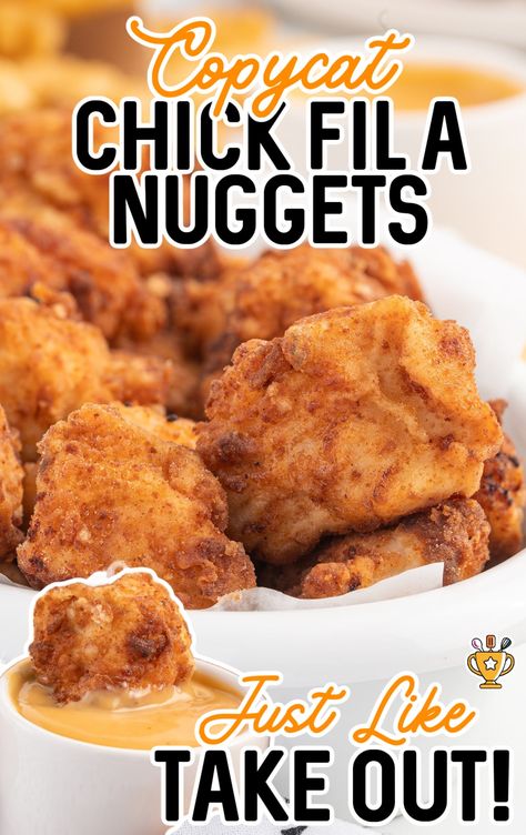 Make crispy, juicy Copycat Chick-fil-A Nuggets at home in 30 minutes. Perfect for family dinners or parties! Chick Fila Nuggets Copycat Air Fryer, Chick Fil A Chicken Biscuit Recipe, Chickfila Nuggets, Chick Fil A Chicken Nuggets Recipe, Copycat Chick Fil A Nuggets, Chik Fil A Chicken, Cat Meals, Chick Fil A Chicken Nuggets, Best Fried Chicken Recipe