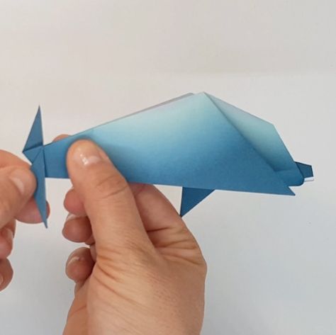 How to Fold an Origami Dolphin 🐬 Step-by-Step Instructions Origami Dolphin, Fun Origami, Origami Bird, Useful Origami, Book Origami, Origami Instructions, Origami Animals, How To Fold, Dotted Line