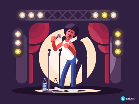 Standup Comedy by Tigran Manukyan (kit8)  #Design Popular #Dribbble #shots Show Character, Wedding Vector Art, Music Drawings, Boy Illustration, Animation Tutorial, Motion Design Animation, Motion Graphics Animation, Animated Drawings, Character Design Animation