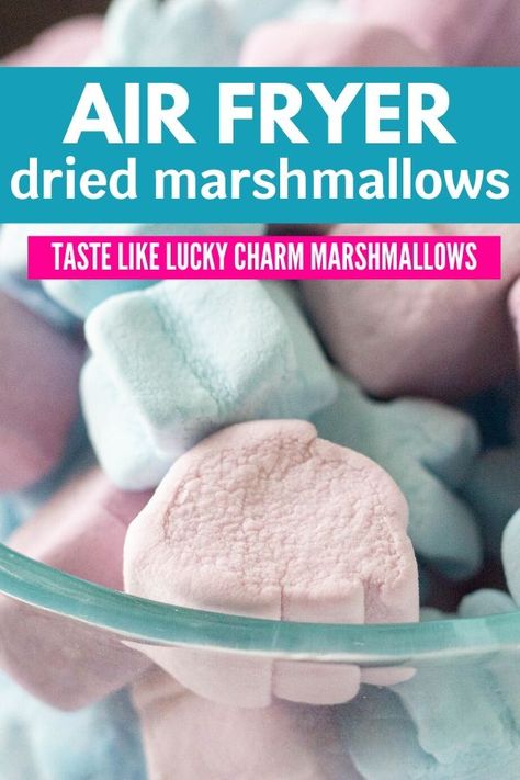 Dried marshmallows that taste just like Lucky Charms! This is an easy and tasty dried marshmallow recipe. Grab your air fryer and try this recipe. #marshmallows #dried #crispy #dehydrated #luckycharms #dessert #easy #airfryer #airfried Air Fry Marshmallow, Dehydrated Marshmallows In Oven, Dehydrated Marshmallows In Air Fryer, Diy Dehydrated Marshmallows, Dehydrated Marshmallow Recipes, Dehydrated Candy In Air Fryer, Air Fryer Marshmallow Recipes, Air Fryer Marshmallow, Mallow Recipes