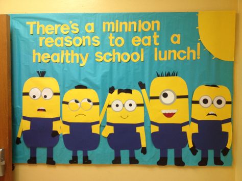 School cafeteria                                                                                                                                                     More Infant Bulletin Board, School Cafeteria Decorations, Cafeteria Bulletin Boards, Nutrition Bulletin Boards, Cafeteria Decor, School Lunchroom, Food Bulletin Boards, Welcome Bulletin Boards, School Cafe