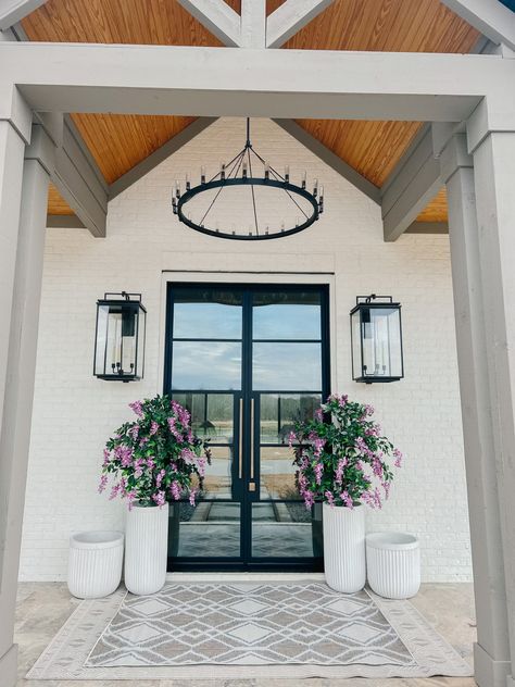 Fluted Concrete, Large Outdoor Lanterns, Dining Room Lantern, Front Porch Addition, Front Porch Furniture, Front Porch Lighting, Target Home, Console Table Bedroom, Porch Addition