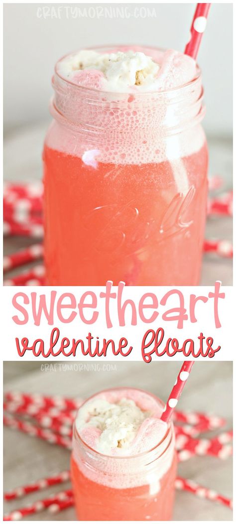 Make valentines day drinks for the kids or a party! Sweetheart floats using cherry soda, etc. Easy valentine's day punch idea. #valentinesday #valentinesdayfood #valentinesdayrecipes #valentinesdaydrinks #floats #drinks #craftymorning Valentine Punch, Valentines Day Drinks, Valentines Recipes, Valentines Party Food, Pokemon Crafts, Floats Drinks, Valentine Drinks, Cherry Soda, Party Snacks Easy