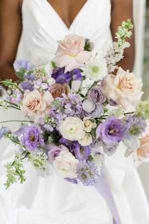 Lavender Bride Bouquets, Lilac And Lavender Wedding, Bridesmaid Dresses Lavender, Bridesmaid Dresses Lilac, White Spring Wedding, Lilac Wedding Flowers, Florist Ideas, White Peonies Bouquet, Lilac Wedding Bouquet