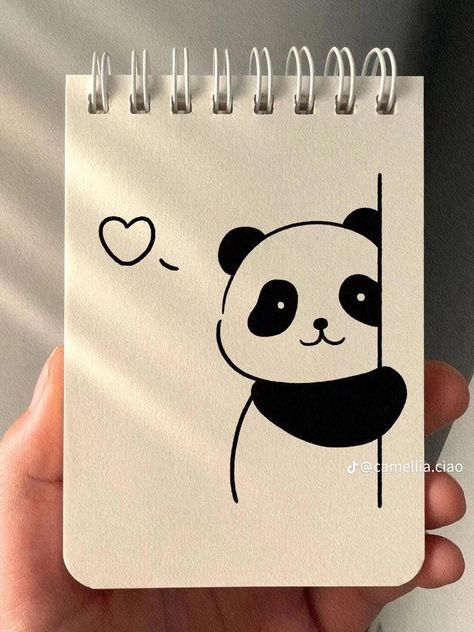 Cute Panda Drawing, Cute Easy Paintings, Doodle Doodle, Panda Drawing, Cute Easy Doodles, Easy Love Drawings, Cool Pencil Drawings, Meaningful Drawings, Easy Doodle Art