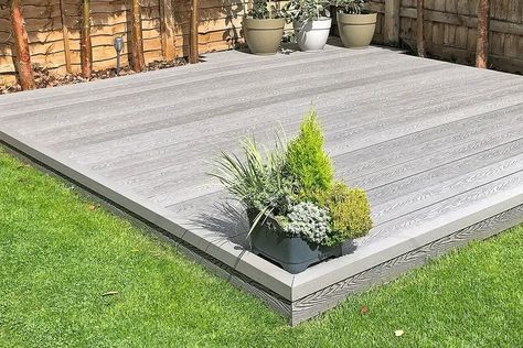 Can A Composite Decking Kit Be Laid Directly On The Ground? - UNFLOOR Ground Level Composite Deck, Composite Deck Patio, Composite Patio Ideas, Diy Composite Deck, Composite Deck Ideas Layout, Ground Level Deck Ideas, Small Garden Decking Ideas, Composite Deck Ideas, Composite Decking Ideas