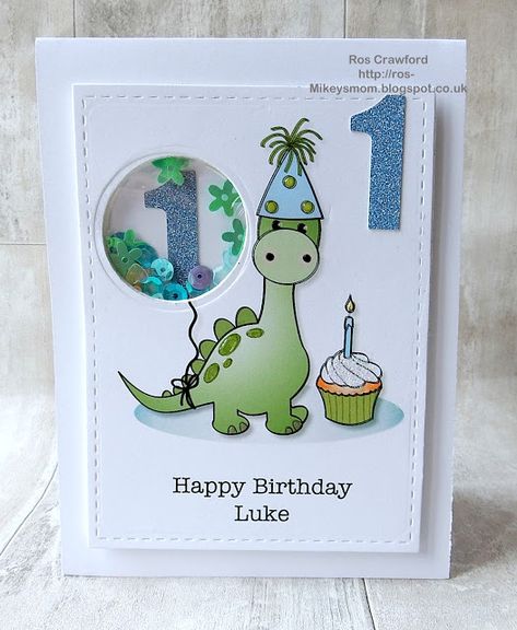 3x3 Cards, Baby Birthday Card, Creative Birthday Cards, Baby Cards Handmade, Baby Boy Cards, Dinosaur Cards, First Birthday Cards, Birthday Card Drawing, 1st Birthday Cards