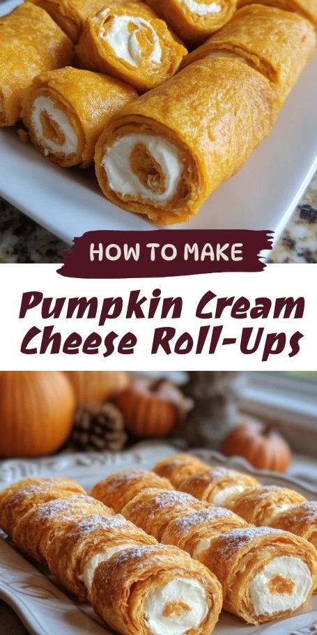 Celebrate fall with these delicious Cream Cheese Pumpkin Pie Crescent Rolls! Flaky crescent dough wraps a creamy pumpkin spice filling, making them the perfect dessert or snack for holiday gatherings. Quick to make and sure to impress, dust with powdered sugar for an extra touch of sweetness! #PumpkinSpice #FallBaking #CozyEats Cresent Roll Recipes Sweet, Pumpkin Cream Cheese Roll Up, The Best Pumpkin Roll Recipe, Crescent Roll Pumpkin Dessert, Crescent Roll Sweet Recipes, Sugar Free Desserts For Thanksgiving, Thanksgiving Crescent Roll Recipes, Recipe Using Crescent Rolls, Things To Do With Crescent Rolls