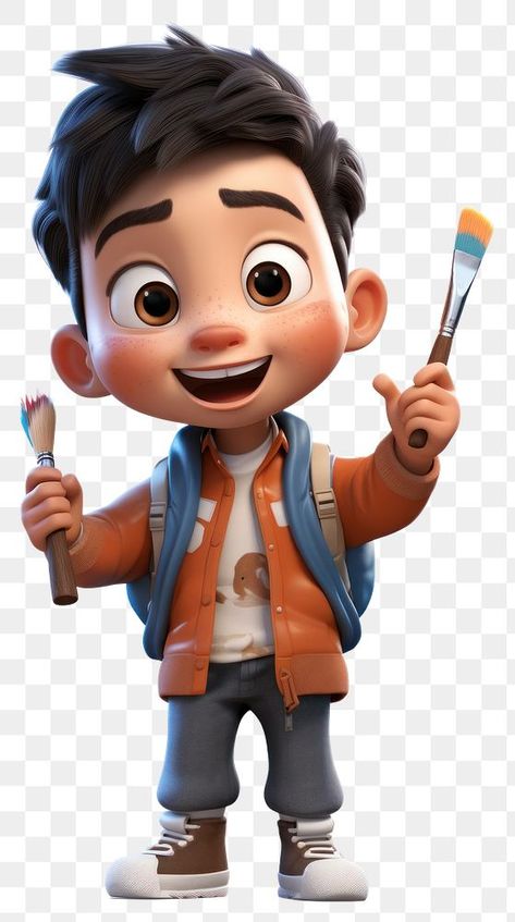 Cute Boy Cartoon, Boy Cartoon Drawing, Kid Painting, Chibi Disney, Boy Cartoon Characters, Artist Cartoon, Kids Animation, Painting Cartoon, Chibi Boy