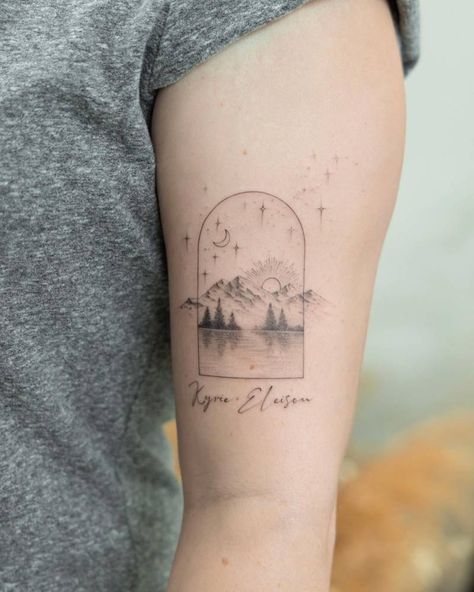 Kyrie Eleison, Lake Tattoo, Quotes Greek, Lake Quotes, Beautiful Flower Tattoos, Landscape Tattoo, Tattoo Now, Butterflies Flowers, Nature Mountains