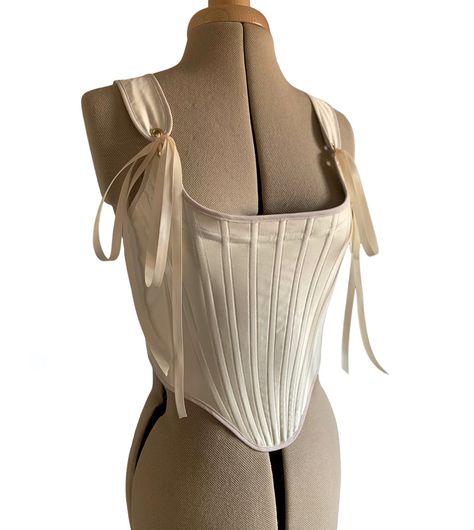 Handmade Cream Satin Corset - Etsy Corset Stays, Chanel Wedding, Handmade Corset, Summer Festival Outfit, Satin Fashion, Corset Outfit, Corset Fashion, Floral Corset, Satin Corset