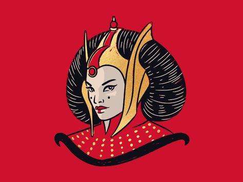 Queen Amidala of Naboo by Pedro Brisola on Dribbble Amidala Star Wars, Queen Amidala, Star Wars Artwork, Logotype Design, Soft Enamel, Graphic Designer, Creative Professional, Style Icons, Illustration Art