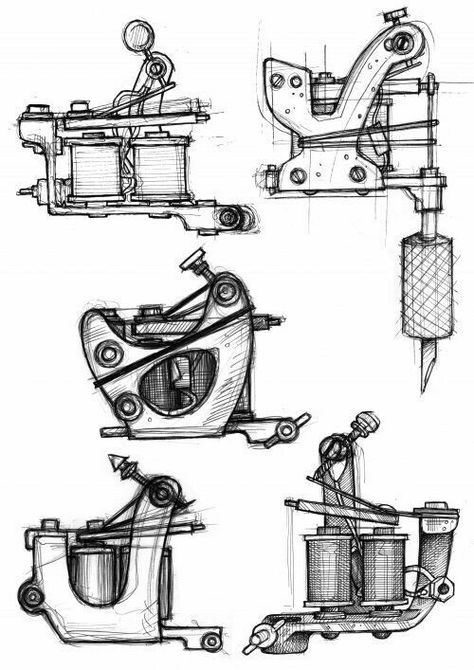 Coil Machine Tattoo Design, Tattoo Machine Drawing, Tattoo Machine Art, Tattoo Machine Design, Memento Mori Tattoo, Machine Drawing, Trash Polka Tattoo Designs, Sketches Tattoo, Sketches Design