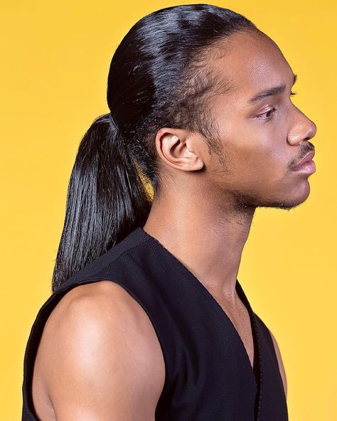 Black Men Long Hair, Black Men With Long Hair, Mens Twists Hairstyles, Elegant Hairstyle, Male Hair, Editorial Hair, Silk Press, Hair Reference, Long Straight Hair