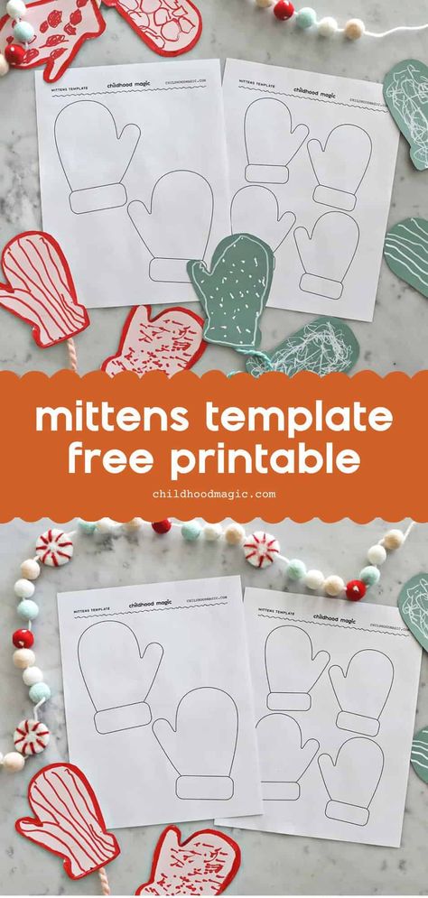 Mittens Template - Free Printable - Childhood Magic Mitten Template, Mittens Template, Toddler Mittens, Clothing Templates, Indoor Crafts, Mitten Ornaments, Pre K Activities, Winter Ideas, Kindergarten Crafts