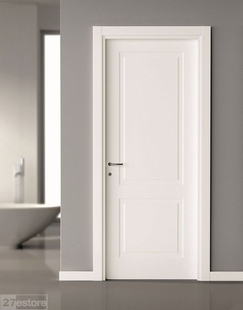 simple 2 panel interior door. with a modern styled home I think either a 2 panel door or a flush door looks best, though in a pinch there are some great 5 - 6 panel doors that could work as well. but for me it's always best to keep it simple.: 2 Panel Interior Door, White Wooden Doors, Pintu Interior, Baseboard Styles, White Interior Doors, Interior Door Styles, Panel Interior Doors, Doors Interior Modern, White Door