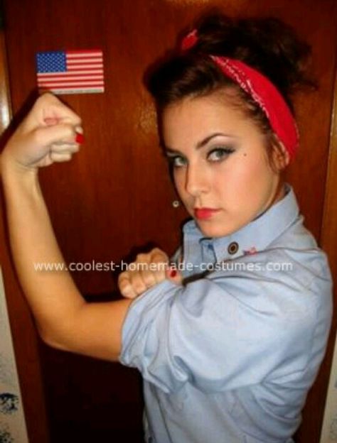 My friend did this Darker Lipstick, Rosie The Riveter Halloween Costume, Rosie Project, Pot Belly Pig, Rosie The Riveter Costume, Word Vomit, Pot Belly, Homemade Costume, Halloween Costume Idea