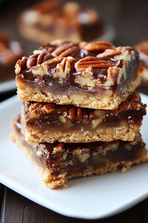 Pecan Turtle Bars Pecan Turtle Bars, Turtle Bars Recipe, Turtle Cookie Bars, Turtle Dessert, Chocolate Pecan Bars, Bar Treats, Turtle Bars, Pecan Turtles, Fabulous Desserts