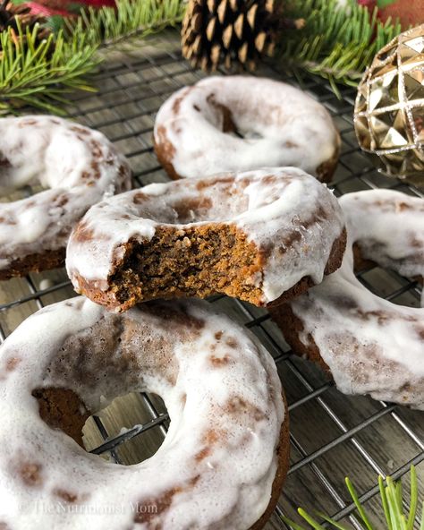 GINGERBREAD PROTEIN DONUTS (VEGAN) – No Excuses Nutrition Apple Cider Protein Donut, Pumpkin Protein Donuts Healthy, Vegan Cider Donut Recipe, Protein Pumpkin Donuts Baked, Protein Gingerbread, Vegan Gingerbread Donuts Baked, Gingerbread Protein, Protein Sweets, Healthy Protein Desserts