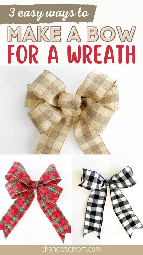 Bow Making Tutorials, Diy Wreath Bow, Jul Diy, Christmas Bows Diy, Diy Copper, Homemade Bows, Diy Christmas Wreaths Ideas, Christmas Wreaths Ideas, Make A Bow