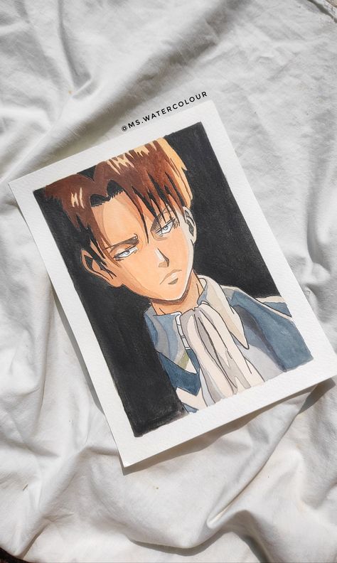 Anime levi ackerman watercolour painting Levi Ackerman, Watercolour Painting, Watercolor Art, Paintings, Book Cover, Anime, Quick Saves, Art, Watercolour Art