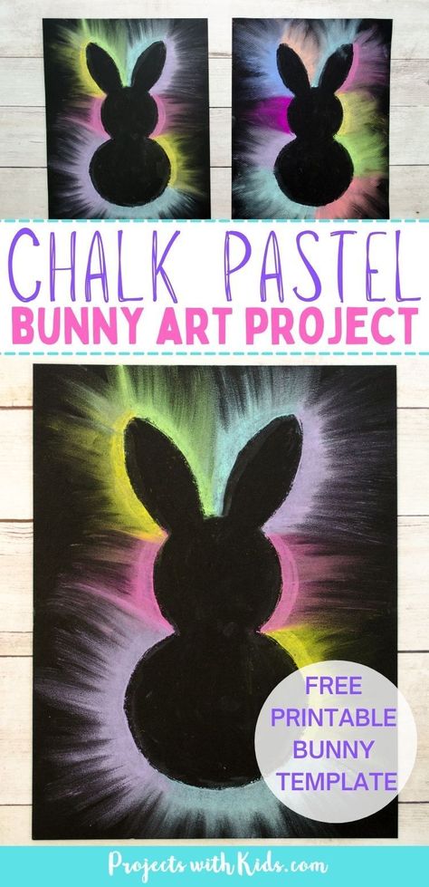 Påskeaktiviteter For Barn, Bunny Art Projects, Bunny Templates, Crafts Preschool, Easter Bunny Crafts, Easter Art, Butterfly Crafts, Bunny Art, Chalk Pastels