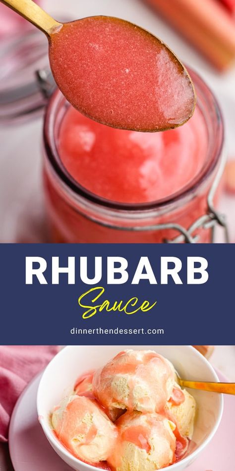 Rhubarb Sauce is the perfect sweet and tart topping made with just 4 ingredients. It's perfect for adding to desserts and breakfast recipes. Rhubarb Sauce Recipes, How To Cook Rhubarb, Rhubarb Sauce, Rhubarb Desserts, Roasted Cabbage, Dessert Cookbooks, Fruit Crisp, Strawberry Jello, Pot Roast Slow Cooker