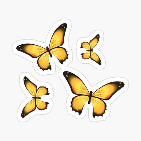 Yellow Butterfly Sticker, Yellow Butterfly Cake Topper Printable, Yellow Butterfly Printable, Yellow Butterfly Aesthetic, Butterflies Yellow, Yellow Stickers, Butterfly Cake Topper, Butterfly Stickers, Buy Stickers