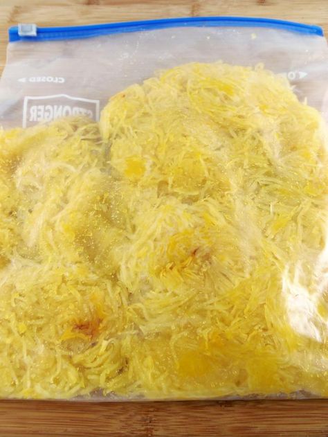 My FAVORITE Alternative To Pasta is the Spaghetti Squash: Here's How to Freeze Spaghetti Squash in Portion Sizes Freezing Spaghetti, Freeze Spaghetti Squash, Freeze Spaghetti, Freezing Spaghetti Squash, Freezing Vegetables, Csa Box, Fall Dinners, Pasta Alternative, Canning Tips