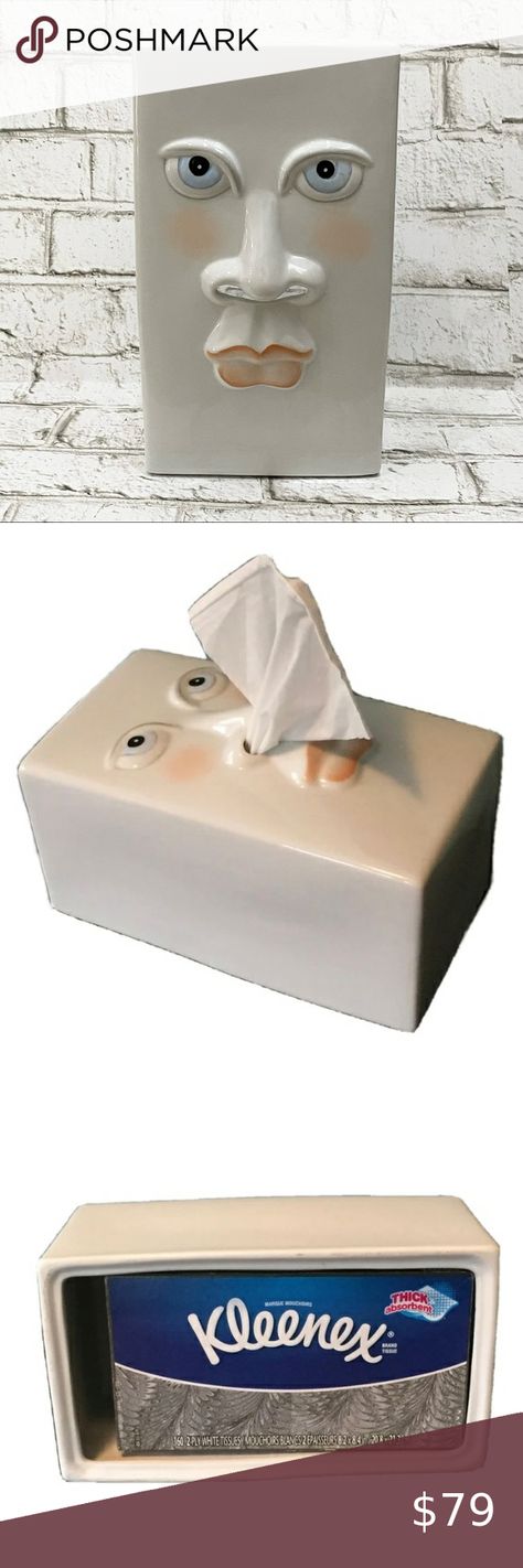 Unique Vintage Ceramic 80’s Face Tissue Holder Kleenex Box Cover Nose Dispenser Ceramic Kleenex Box Cover, Ceramic Tissue Box Holder, Ceramic Tissue Box Cover, Box Covers Diy, Clay Box, Clay Classes, Kleenex Box Cover, Kleenex Box, Tissue Box Holder