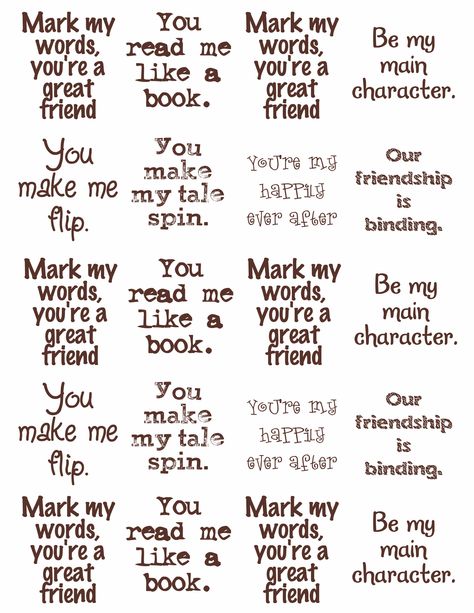 Use these sayings with a bookmark for V-day cards. Cute Bookmarks Sayings, Bookmarks Handmade For Best Friend, Bookmark Sayings Quotes, Funny Bookmark Sayings, Book Mark Sayings, Bookmark Sayings, Valentine Bookmarks, Bookmark Quotes, Best Friend Test