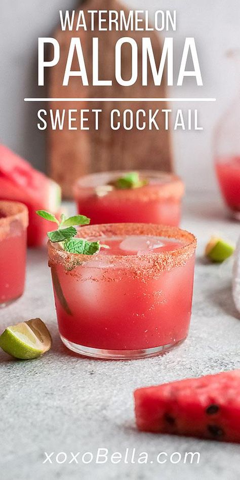 Watermelon Paloma, Cocktail Watermelon, Cruise Cocktails, Tequila Paloma, Relaxing Drinks, Elegant Cocktails, Easy Summer Cocktail Recipes, Paloma Recipe, Watermelon Cocktail