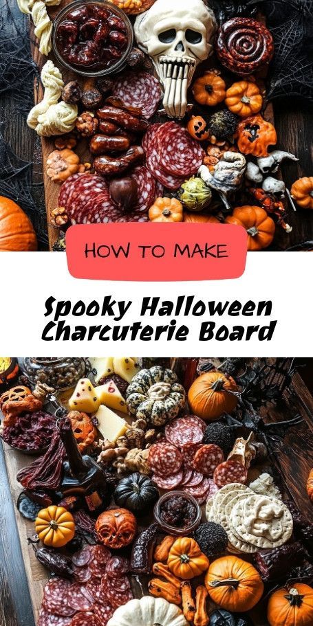 Spooky Halloween Charcuterie Board - Transform your Halloween gathering into a frightfully delightful experience with this Spooky Halloween Charcuterie Board. Bursting with seasonal flavors and eerie designs, this board will surely be the scariest hit of your spooky festivities. It's the perfect blend of sweet, savory, and spooky elements that both kids and adults will love. #HalloweenCharcuterie #SpookySnacks #CheeseBoard #HalloweenParty #FallFoods Pumpkin Charcuterie Board, Spooky Charcuterie Board, Spooky Charcuterie, Halloween Charcuterie Board, Spooky Dinner, Halloween Charcuterie, Spooky Snacks, Autumn Recipes, Elegant Halloween