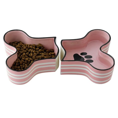 Bone Dry Ceramic 2 Piece Bone Shaped Pet Bowl for Food and Water, Pink: Amazon.ca: Pet Supplies Pet Spaces, Yorkie Dogs, Cat Feeding, Dog Bowl, Cat Pet Supplies, Cool Pets, Diy Stuffed Animals, Pet Bowls, Dog Supplies