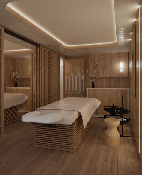 Reflexology Room Ideas, Massage Room Lighting, Spa Interior Design Luxury, Wellness Spa Interior Design, Home Massage Room, Spa Room Design, Luxurious Salon, Spa Massage Room, Japanese Spa