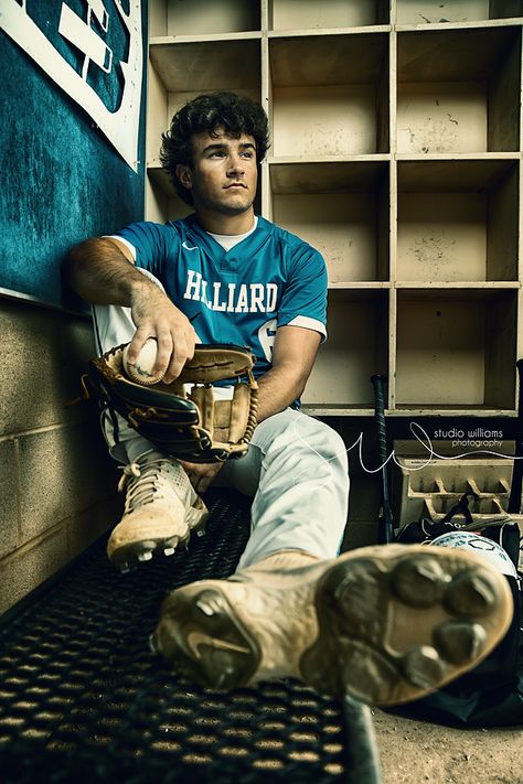 Senior guy baseball photos in the dugout Senior Photo Baseball, Baseball Pics Boys, Senior Boys Baseball Photo Ideas, Mom And Senior Son Photo Ideas, Boys Baseball Senior Picture Ideas, Baseball Poses For Pictures Boys, Baseball Senior Pics, Baseball Senior Picture Ideas, Baseball Media Day Poses