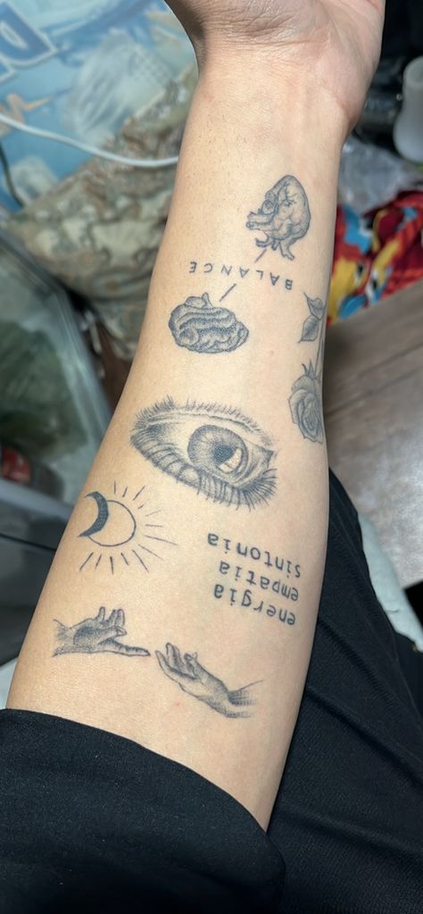 Cool Tattoos With Meaning Unique, Space Themed Tattoos Men, Psychodelisch Tattoos, Forearm Tats Men, Men’s Patchwork Tattoos Simple, Mens Patchwork Tattoo Sleeve, Under Arm Tattoo, Cool Tattoos With Meaning, Arm Sleeve Tattoo Ideas