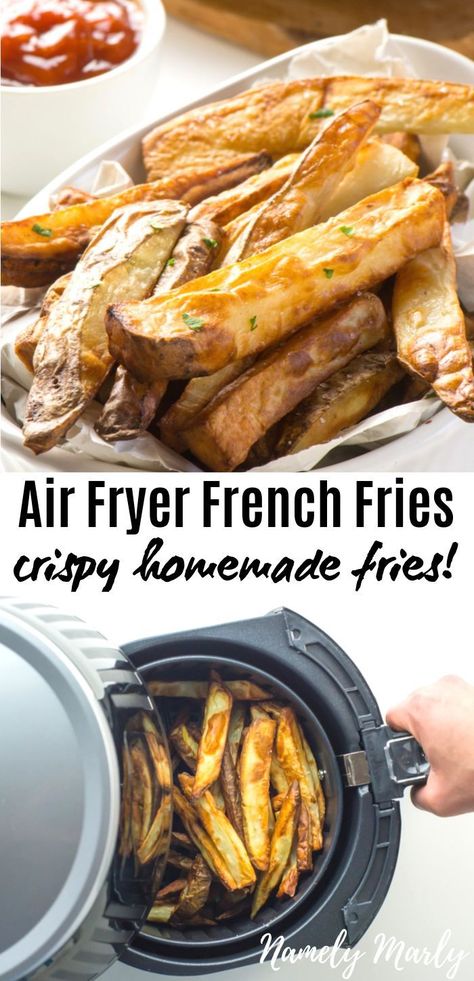 French Fries Recipe Homemade, Air Fried French Fries, Fried French Fries, Air Fryer Recipes Potatoes, Air Fry French Fries, Air Fryer Fries, Air Fryer French Fries, French Fries Recipe, Cooks Air Fryer