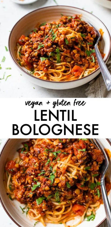 Vegan Lentil Bolognese, Lentil Bolognese, Vegan Lentil, Bolognese Recipe, Lentil Recipes, Quick Weeknight Meals, Vegan Pasta, Vegan Dinner Recipes, Meatless Meals