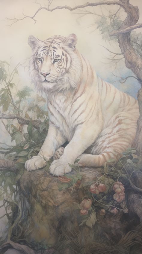 Add a touch of wild elegance to your iPhone or Android with this stunning white tiger painting wallpaper. Perfect for nature enthusiasts! 🌿📱 Tiger Art Wallpaper, White Tiger Wallpaper, White Tiger Painting, Tiger Wallpaper Iphone, White Tiger Art, Baby White Tiger, Tiger Wallpaper, Tiger Painting, Wallpaper For Iphone