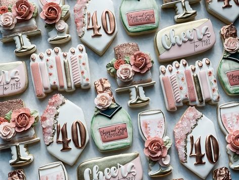 40th Birthday Cookies, 40th Birthday Parties, Birthday Cookies, 80th Birthday, 40th Birthday, Cookie Decorating, Birthday Ideas, Birthday Party, Birthday