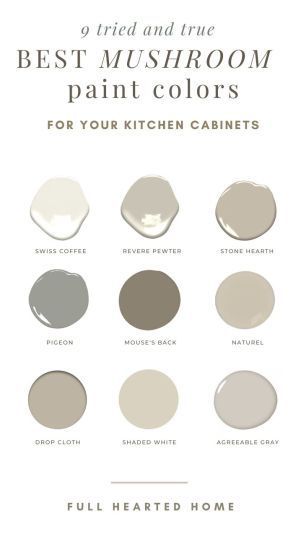 Magnolia Paint Colors Kitchen Cabinets, Dunn Edwards Cabinet Colors, Devol Paint Colors, Manchester Tan Benjamin Moore Kitchen Cabinets, Mushroom Color Cabinets, Beige Painted Cabinets, Painted Kitchen Cabinets Colors 2023, Light Taupe Kitchen Cabinets, Best Mushroom Paint Colors