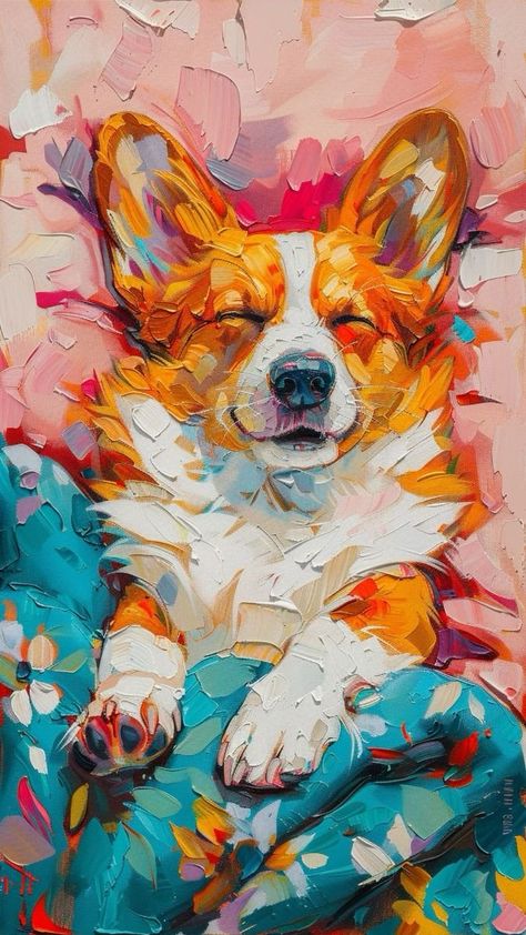 Abstract Dog Painting Acrylics, Game Boy Wallpaper, Corgi Painting, Ako Kresliť, Corgi Drawing, Pet Portrait Paintings, Panda Painting, Boy Wallpaper, Dutch Still Life