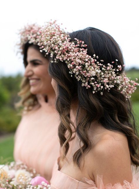 Baby Breath Flower Crown, Pink Wedding Dresses, Crown Wedding, Chanel Haute Couture, Flower Crown Wedding, Coron, Floral Headpiece, Flower Crowns, Bridal Crown