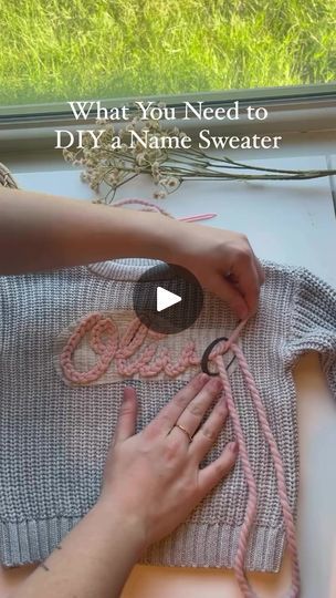 108K views · 989 reactions | What you need to embroider a DIY name sweater - my supply list and personal recommendations!✨🪡🧶 Let me know what other questions you have about name sweaters!👇🏼👇🏼 #namesweaters #namesweater #embroidery #handembroidery #diycrafts #diysweater #diynamesweater #diybaby #babysweater #babyembroidery #momcrafts #namesweaters | Stitchin With Samantha | Taylor Swift · invisible string Name Embroidery On Clothes, Yarn Names On Sweaters, Crochet Words On Sweater, How To Sew Name On Sweater, How To Embroider Letters On Sweater, Crocheted Name On Sweater, Crochet Name On Sweater, Stitching Name On Sweater, Name Embroidery Ideas